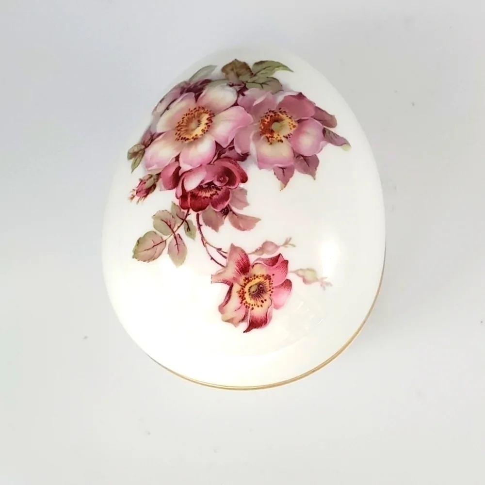 Gerold Porzellan Floral Egg Trinket‎ Box Porcelain Vintage West Germany